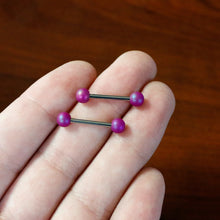 将图片加载到图库查看器，14G 9/16 Matte Purple Aurora Barbell Nipple Ring Set

