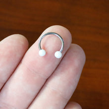 Load image into Gallery viewer, 16G 3/8 Matte White Aurora Horseshoe Circular Barbell
