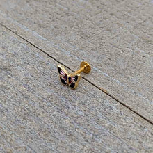 Load image into Gallery viewer, 16G 1/4 Gold Tone Red Pink Blue Butterfly Labret Monroe Tragus
