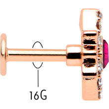 Load image into Gallery viewer, 16G 1/4 Red Gem Rose Gold Tone Octogram Star Labret Monroe Tragus
