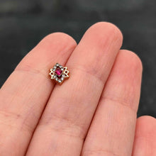 Load image into Gallery viewer, 16G 1/4 Red Gem Rose Gold Tone Octogram Star Labret Monroe Tragus
