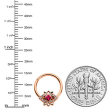 Load image into Gallery viewer, 16G 3/8 Red Gem Rose Gold Tone Octogram Star Hinged Circular Ring
