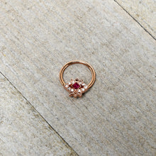 Load image into Gallery viewer, 16G 3/8 Red Gem Rose Gold Tone Octogram Star Hinged Circular Ring
