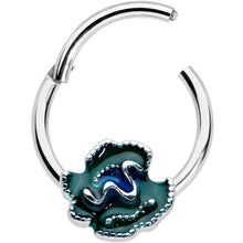Load image into Gallery viewer, 16G 3/8 Spring Flower Green Blue Hinged Segment Ring

