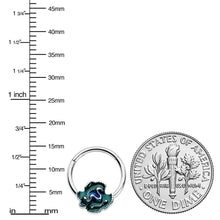 Load image into Gallery viewer, 16G 3/8 Spring Flower Green Blue Hinged Segment Ring
