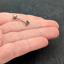将图片加载到图库查看器，Clear Gem Double Triangle Barbell Tongue Ring
