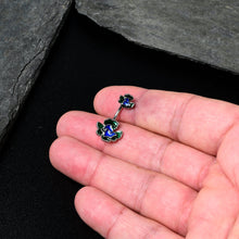 Load image into Gallery viewer, Spring Flower Green Blue Double Mount Belly Ring
