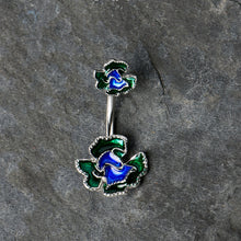 Load image into Gallery viewer, Spring Flower Green Blue Double Mount Belly Ring
