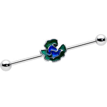 Load image into Gallery viewer, 14G Spring Flower Green Blue Industrial Barbell 38mm
