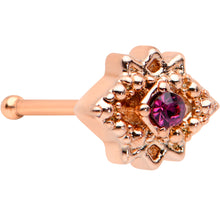 Load image into Gallery viewer, 20G 1/4 Red Gem Rose Gold Tone Octogram Star Nose Bone

