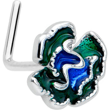 将图片加载到图库查看器，20G 7mm Spring Flower Green Blue L Shape Nose Ring
