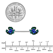 Load image into Gallery viewer, 14G 9/16 Spring Flower Blue Green Barbell Nipple Ring Set
