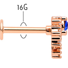 Load image into Gallery viewer, 16G 5/16 Blue Gem Rosy Tone Glamour Flare Labret Monroe Tragus
