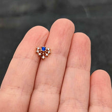 Load image into Gallery viewer, 16G 5/16 Blue Gem Rosy Tone Glamour Flare Labret Monroe Tragus
