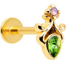 Load image into Gallery viewer, 16G 5/16 Green Gem Gold Tone Shades of Spring Labret Monroe Tragus
