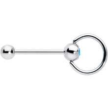 Load image into Gallery viewer, Blue Gem 316L Surgical Steel Captive Ring End Barbell Tongue Ring
