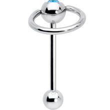 Load image into Gallery viewer, Blue Gem 316L Surgical Steel Captive Ring End Barbell Tongue Ring
