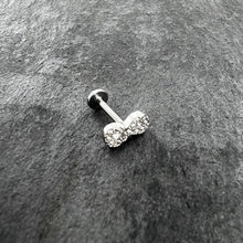 Load image into Gallery viewer, 16G 5/16 Clear CZ Gem Internal Thread Infinity Sign Labret Tragus
