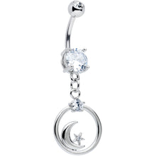 将图片加载到图库查看器，Clear Gem Star Crescent Moon Glamour Circle Dangle Belly Ring
