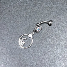 将图片加载到图库查看器，Clear Gem Star Crescent Moon Glamour Circle Dangle Belly Ring
