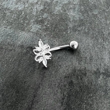 Load image into Gallery viewer, Clear CZ Gem Elegant Double Heart Baroque Belly Ring
