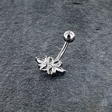 Load image into Gallery viewer, Clear CZ Gem Elegant Double Heart Baroque Belly Ring

