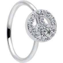 Load image into Gallery viewer, 20G 5/16 Clear Gem Seamless Retro Peace Sign Nose Hoop
