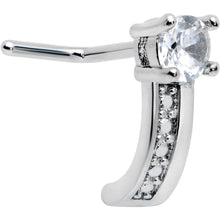 Load image into Gallery viewer, 20G 1/4 Clear Gem Texture Glam Faux Hoop L Shape Nose Ring
