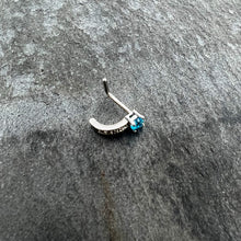 Load image into Gallery viewer, 20G 1/4 Blue Gem Texture Glam Faux Hoop L Shape Nose Ring
