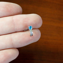 Load image into Gallery viewer, 20G 1/4 Blue Gem Texture Glam Faux Hoop L Shape Nose Ring
