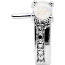Load image into Gallery viewer, 20G 1/4 White Faux Opal Texture Glam Faux Hoop L Shape Nose Ring
