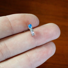 Load image into Gallery viewer, 20G 1/4 Blue Faux Opal Texture Glam Faux Hoop L Shape Nose Ring
