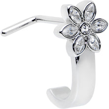 Load image into Gallery viewer, 20G 1/4 Clear Gem Fancy Flower Faux Hoop L Shape Nose Ring
