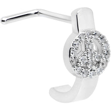 Load image into Gallery viewer, 20G 1/4 Clear Gem Retro Peace Sign Faux Hoop L Shape Nose Ring

