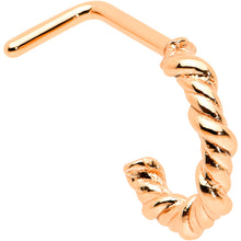 Load image into Gallery viewer, 20G 1/4 Rose Gold Tone Wicked Wire Faux Hoop L Shape Nose Ring
