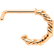 Load image into Gallery viewer, 20G 1/4 Rose Gold Tone Wicked Wire Faux Hoop L Shape Nose Ring
