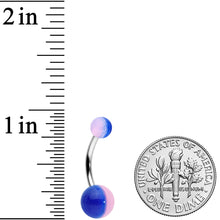 Load image into Gallery viewer, Two Tone Blue Pink Stripe Acrylic Ball Belly Ring
