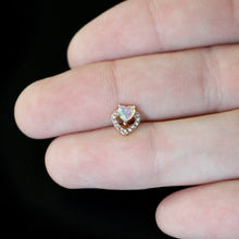 Load image into Gallery viewer, 16G 1/4 Aurora Gem Gold Tone Rococo Heart Cartilage Tragus Earring

