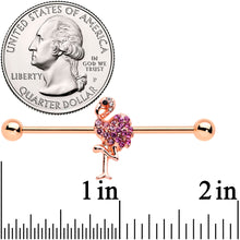Load image into Gallery viewer, 14G Pink Gem Rosy Tone Fashion Flamingo Industrial Barbell 38mm
