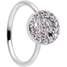 Load image into Gallery viewer, 20G 5/16 Faint Pink Gem Retro Peace Sign Seamless Nose Hoop
