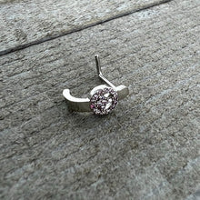 Load image into Gallery viewer, 20G 5/16 Faint Pink Gem Retro Peace Sign Faux Hoop L Shape Nose Ring
