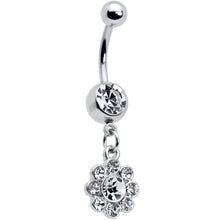 Load image into Gallery viewer, Clear Gem Whimsy Flower Dangle Belly Ring
