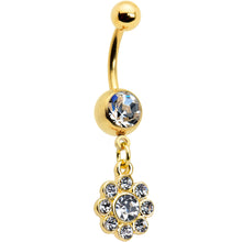 Load image into Gallery viewer, Clear Gem Gold Tone Whimsy Flower Dangle Belly Ring
