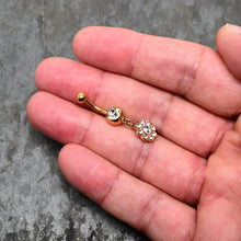Load image into Gallery viewer, Clear Gem Gold Tone Whimsy Flower Dangle Belly Ring
