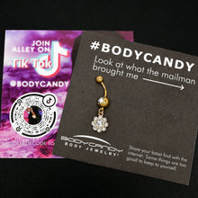 Load image into Gallery viewer, Clear Gem Gold Tone Whimsy Flower Dangle Belly Ring
