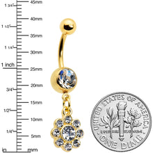 Load image into Gallery viewer, Clear Gem Gold Tone Whimsy Flower Dangle Belly Ring
