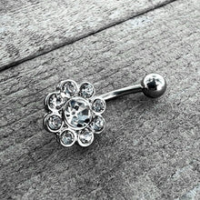 Load image into Gallery viewer, Clear Gem Whimsy Flower Belly Ring
