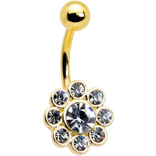 Load image into Gallery viewer, Clear Gem Gold Tone Whimsy Flower Belly Ring

