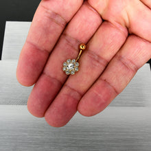Load image into Gallery viewer, Clear Gem Gold Tone Whimsy Flower Belly Ring
