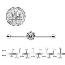 Load image into Gallery viewer, 14G Clear Gem Whimsy Flower Industrial Barbell 38mm
